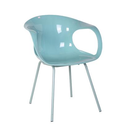 China Wholesale Removable Plastic Cafe Seat Aluminum Base Shell Chair ABS Shell Restaurant Furniture Blue Tulip Style Dining Armchair for sale