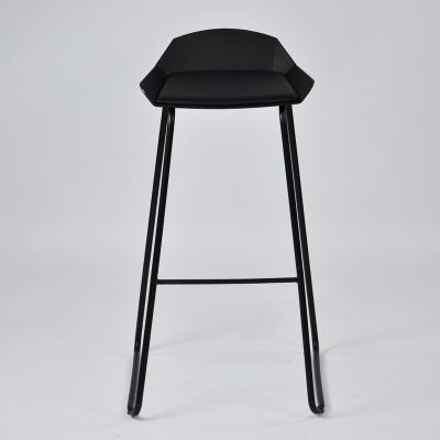 China Industrial Commercial Bar Stool Bar Furniture With Soft Seat Iron Cafe With High Footrest Stool With Metal Leg Plastic PP Shell Bar Chair for sale