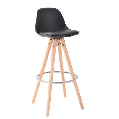 China Mordern kitchen pp plastic factory single seat cheap modern design wooden leg design bar umpire chair with foam cushion footrest for sale