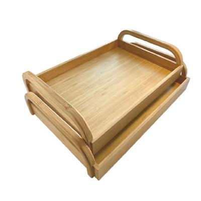 China Sustainable Bamboo Serving Tray Food Tray With Handle, Made Of Eco Friendly Bamboo for sale