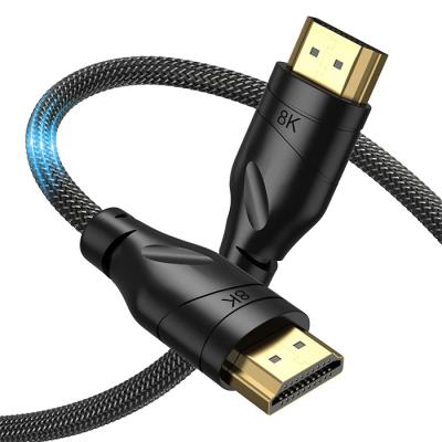 China Ultra High Speed ​​Nylon Mesh 48gbps HDMI 4k 8k A to ABS Shell HDMI 2.0v 2.1v Bare Copper TV Hdmi Cable with Ethernet for sale