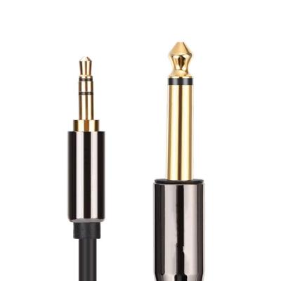 China Car 3.5mm TRS jack to 6.35mm TRS jack male to guitar aux. Amplifier Male Stereo Audio Mixer Cable Cable 3.5mm To 6.35mm for sale