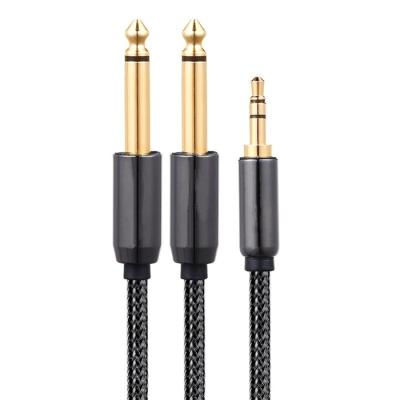 China Car Lijie 3.5mm to 6.35mm TS 1/4 Inch Dual Stereo R/L Male Audio Cable to Aux Jack male for guitar amplifier mixer speaker for sale