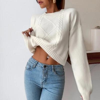 China new Anti-wrinkle fashion OEM&ODM soft chunky cable knit women sweater pullover for sale