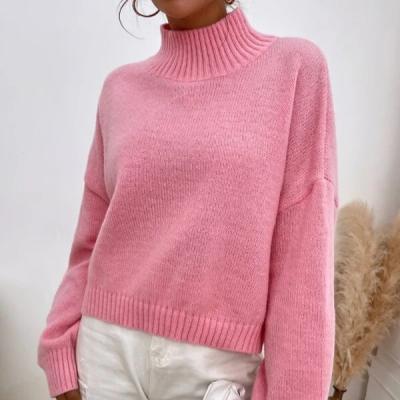 China Anti-Wrinkle Drop Shoulder Sheath Loose Pink Peach Sweater Sweater Women Sweater for sale