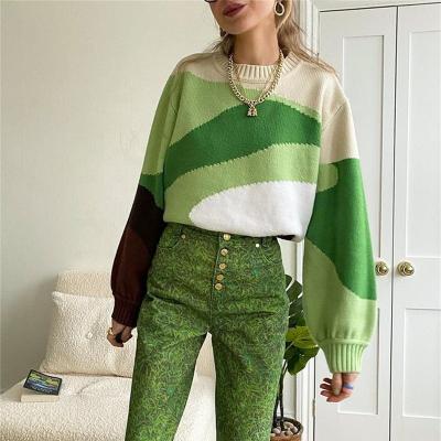 China High Quality Anti-Wrinkle Crewneck Women Knit Sweater Women Multi Color Y2K Sweaters Woman Graphic Pullovers for sale