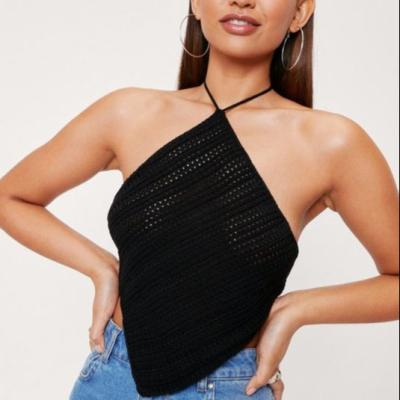 China QUICK DRY Halter Neck Crochet Women Sweaters Summer Strappy Knitted Top Sexy Vest Knitted Sweater for sale