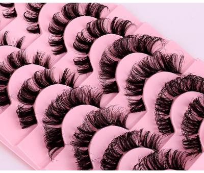 China Deeply 10 Pairs Curved False Eyelashes Dual Density Segmented Russian Curved Eyelashes, Synthetic Fiber Natural Three-Dimensional Eyelashes for sale