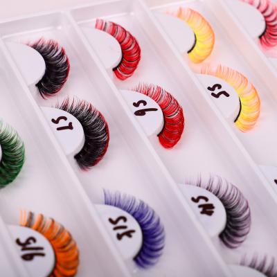 China Color Customized DD Curved False Eyelashes Colored Russian False Eyelashes European And American Night Party Colored Eyelashes Thick Eyelashes for sale