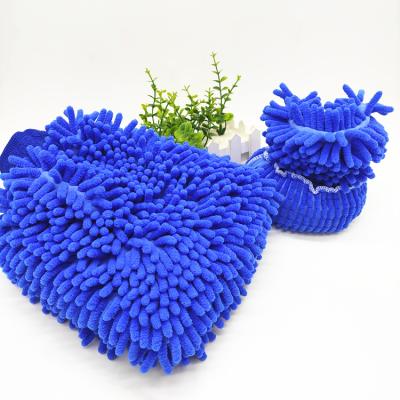 China Large Size Sustainable Car Wash Mitt Foaming Detailing Chenille Material for sale