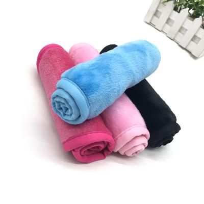 China Sustainable Microfiber Makeup Remover Towel Plush Pile Up Soft Material Face Cleansing Cloth for sale