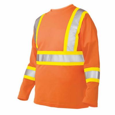 China 100% Polyester Long Sleeve High Back Warm High Traffic Orange Construction Reflective Safety X Hi Vis Work Tshirt for sale