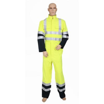 China High Visibility Factory Supply Polyester Yellow/Cotton Twill/One Piece Oil Resistant Waterproof Marine Industrial Mechanic Workwear for sale