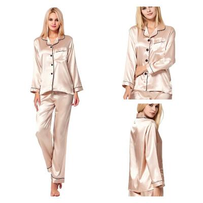 China Wholesale QUICK DRY Loungewear 8 Colors Pijamas Mujer Short Silk Satin Pajamas 2 Piece Pajamas For Women Set Full Long Sleeve Pants for sale