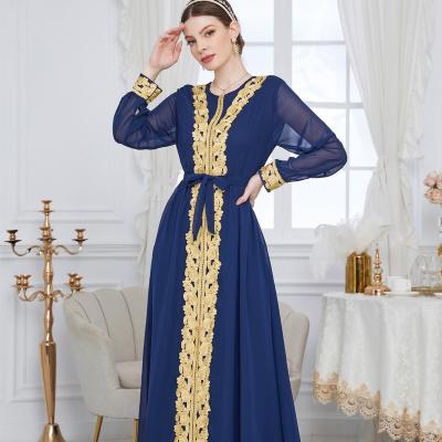 China 2023 Wholesale Anti-Wrinkle Muslim Long Sleeve Chiffon Arabia Thobe Robe Islamic Muslim Middle Eastern Women Dress for sale