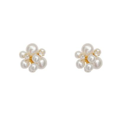 China Anti-allergy S925 Romantic Post Brass Base With 14K Gold Plating Freshwater Pearl Circle Earring for sale