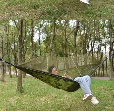 China Anti-mosquito adult hammock with strip colorful section single hammock and outdoor double mosquito net hammock fabric mosquito net for sale