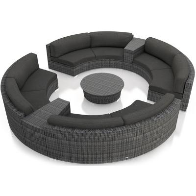 China Other Garden Villa Outdoor Villa Rattan Round Faux Rattan Sofa Leisure Patio Sofa Arc Combination Waterproofing Splice Wicker Furniture for sale