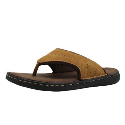 China Flip Flops Slippers Wholesale Leather Flip Flops PU Strap Sandals Casual Shoes Men's Beach Slippers for sale