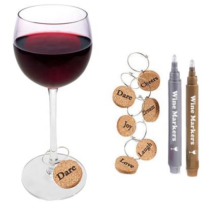 China Trendy Home Decor Suppliers New Products Cork Wood Wine Charms With Marker Pen 2 for sale