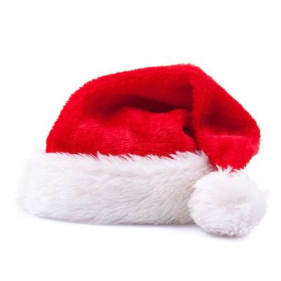 China Christmas Decoration 30*40cm Printing Christmas Hat Logo Santa Hat Felt Plush Velvet Christamas Decoration Christmas Hat for sale