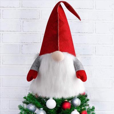 China 2021 New Arrivals Environmental Friendly 25 Inch Handmade Christmas Tree Topper Santa Gnomes Plush Scandinavian for sale