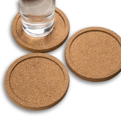 China Cork Coaster Cup Bowl Shape Viable Cork Coasters with Rim Sets Custom Printed Cork Coaster for sale