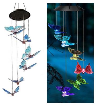 China Garden Decoration Wind Chimes Outdoor and Color-changing Wind Chime LED Waterproof Solar Powered Hanging Lamp for Outdoor Garden Festiva for sale