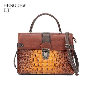 China Wholesale high quality soft embossed daily used crocodile one-shoulder handbag genuine leather bag factory quality assurance retro for sale