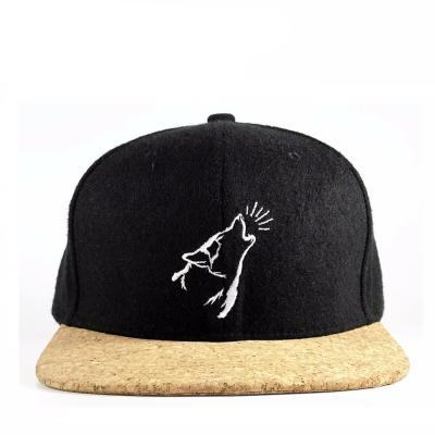 China High Quality Custom Made 100% Wool COMMON Cork Flat Brim Snapback Hat for sale