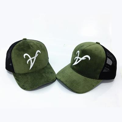 China Low moq fashion new style embroidery logo suede mesh trucker hat snapback JOINT custom baseball cap for sale