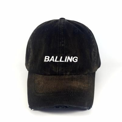 China JOINT Promotional Custom Washed Cotton Dad Hat Distressed Baseball Cap for sale