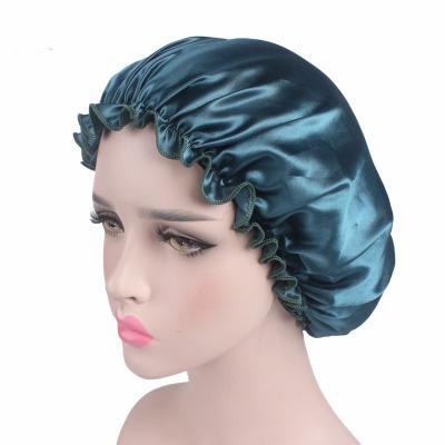 China Wholesale Choice Custom Made Velvet Checked Logo Women Bonnet Style Sleep Cap Women Silk Satin Bonnet Hair Accessories for sale