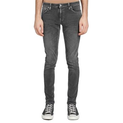 China Custom Men's Skinny Fit Jeans Gray Washed Zipper Fly Wholesale Breathable Denim for sale