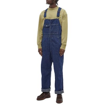 China Breathable Jeans Mens Custom 100 Cotton Overall Work Washed Denim Adjustable Shoulder Straps for sale