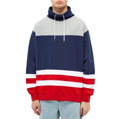 China QUICK DRY Custom Drawstring Collar Sweatshirts Men's Fashion Color Block Edge Ribbed Cuff for sale