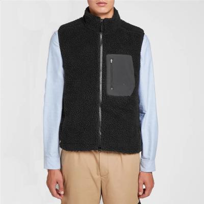 China Streetwear Anti-pilling Fleece Vest Men's Zipper Fly Patch Pocket Custom Service Wholesale for sale