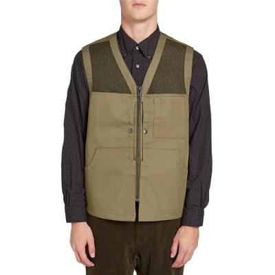 China Custom Patchwork Mesh Pocket Wholesale Anti-pilling Zipper Fly Streetwear Men Service Vest for sale