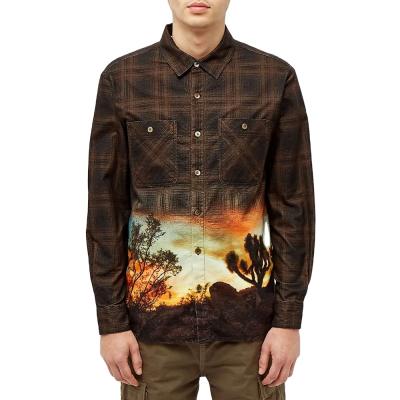 China Breathable Custom Men Print Streetwear Long Sleeve Button Up Flannel Plaid Wholesale Shirts for sale