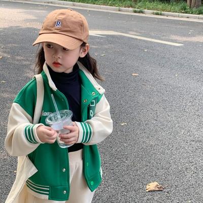 China Anti-wrinkle Autumn Green Cartoon Print Baseball Jackets Kids Fashion Clothes For Teens Girls Boys Cardigan Children 1 To 8 Outwear Coats for sale