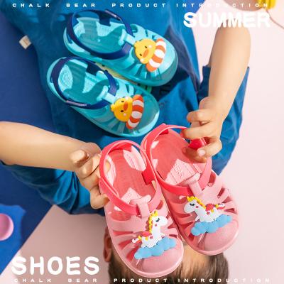 China Cartoon PVC Flats Sandal Unicorn Summer Baby Girls Sandals Toddler Breathable Infant Sandals Princess Kids Shoes Children new for sale