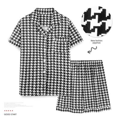 China Women Pajamas Turn-Down Collar Turn-Down Collar Short Sleeve QUICK DRY Casual Short Sleepwear Printed Summer Pajamas Shorts Female Homewear for sale