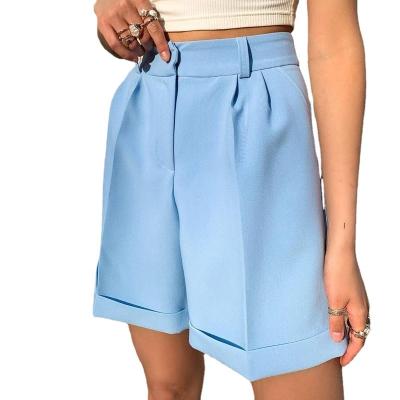 China Bridle material workable European and American women's new pants with pocket zipper button solid color fashion casual shorts for sale