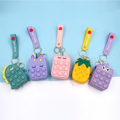 China Dimple Push Bubbles Antistress Mini Simple Children's Coin Purse Cartoon Doll Key Chain New Busty Person Silica Gel Toys Silicone Bubble Wallet for sale