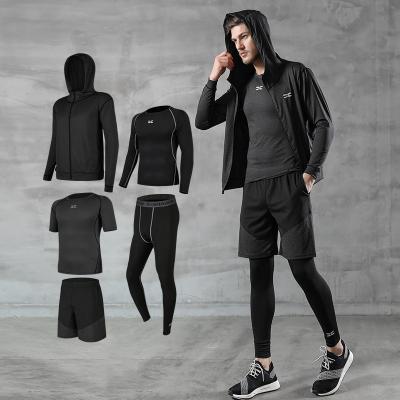 China Breathable Jogging 5 PCS Men's Sets Gym Sports Clothing Basketball Training Running Tight Fitness Tracksuit Wear Compression Sports C for sale