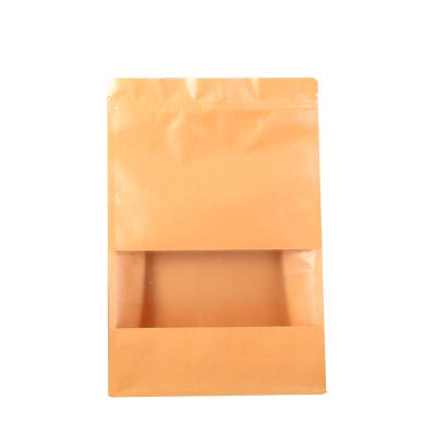 China Wholesale Safety Food Packaging Bag Frosted Kraft Paper Eight Edge Sealing Bag With Window for sale