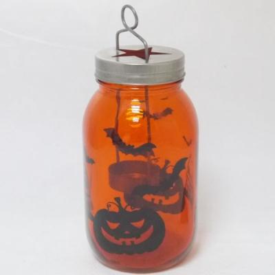 China HOLIDAY Halloween Used Mason Jar Candle Jar with Metal Handle for sale