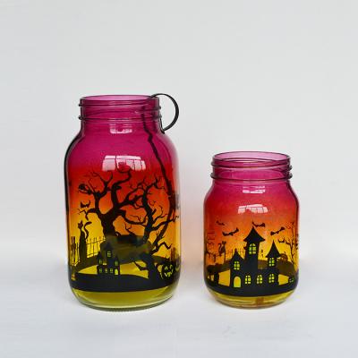 China Use For Decorate / Halloween Hallowmas Days Wide Mouth Candle Glass Mason Jar With 500ml 1000ml for sale