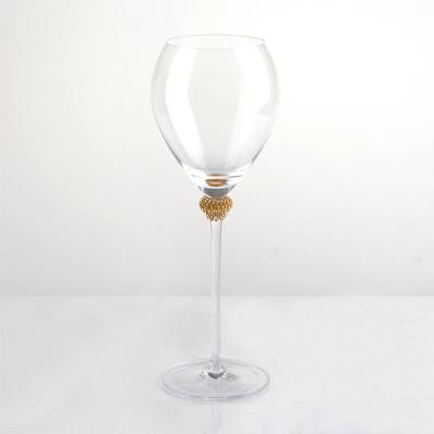 China Wine Christmas Gift G20 Crystal Stemware Wine Glass With Pearl Gold for sale