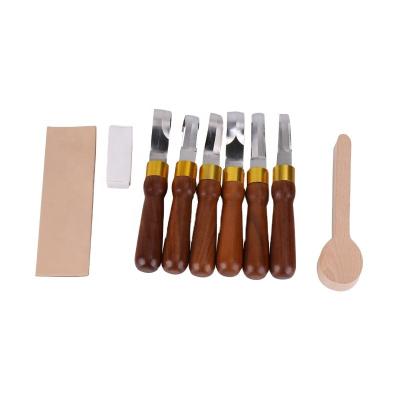 China Carving Professional Wood Chisel Hook 6pcs Wood Carving Knife For DIY Spoon Carving for sale